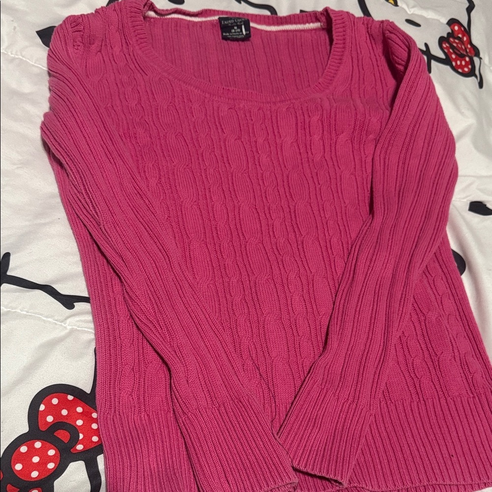 Cable & Gauge Fuchsia Cable Knit Sweater